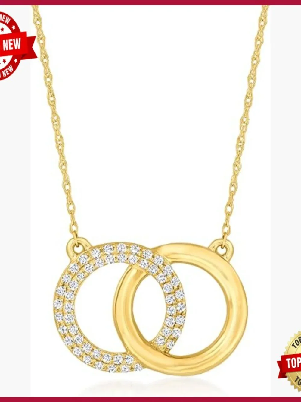 0.25 ct Diamond Interlocking Circle Necklace 14kt Yellow Gold